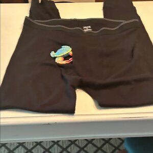 Black XL Zeros lounging pants and crap is in the fly opening. Cotton material.